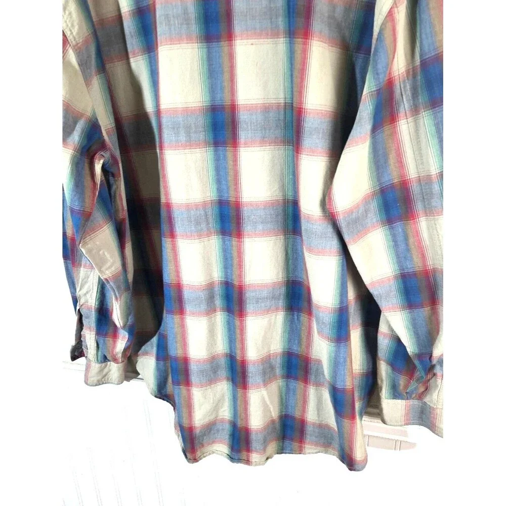 Levi’s Plaid Button Up Shirt Mens XL White Tab Cotton Long Sleeve Western Casual